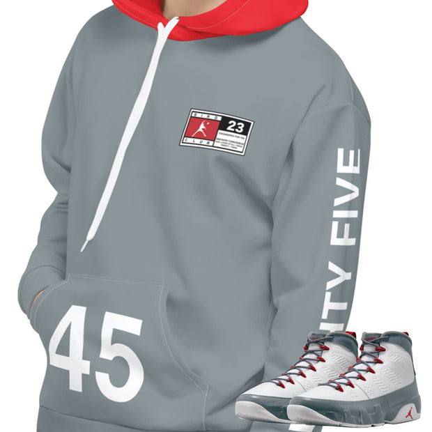 Retro 9 Fire Red Hoodie - Sneaker Tees to match Air Jordan Sneakers