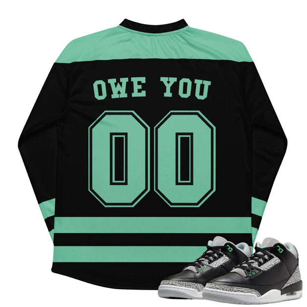 Retro 3 Green Glow Hockey Style Shirt