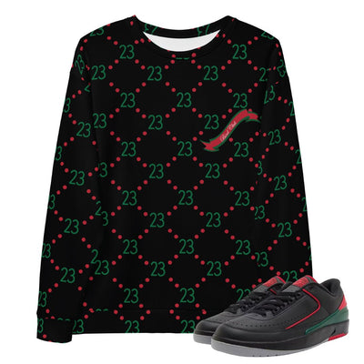 Retro 2 Low Gucci Print Sweatshirt - Sneaker Tees to match Air Jordan Sneakers