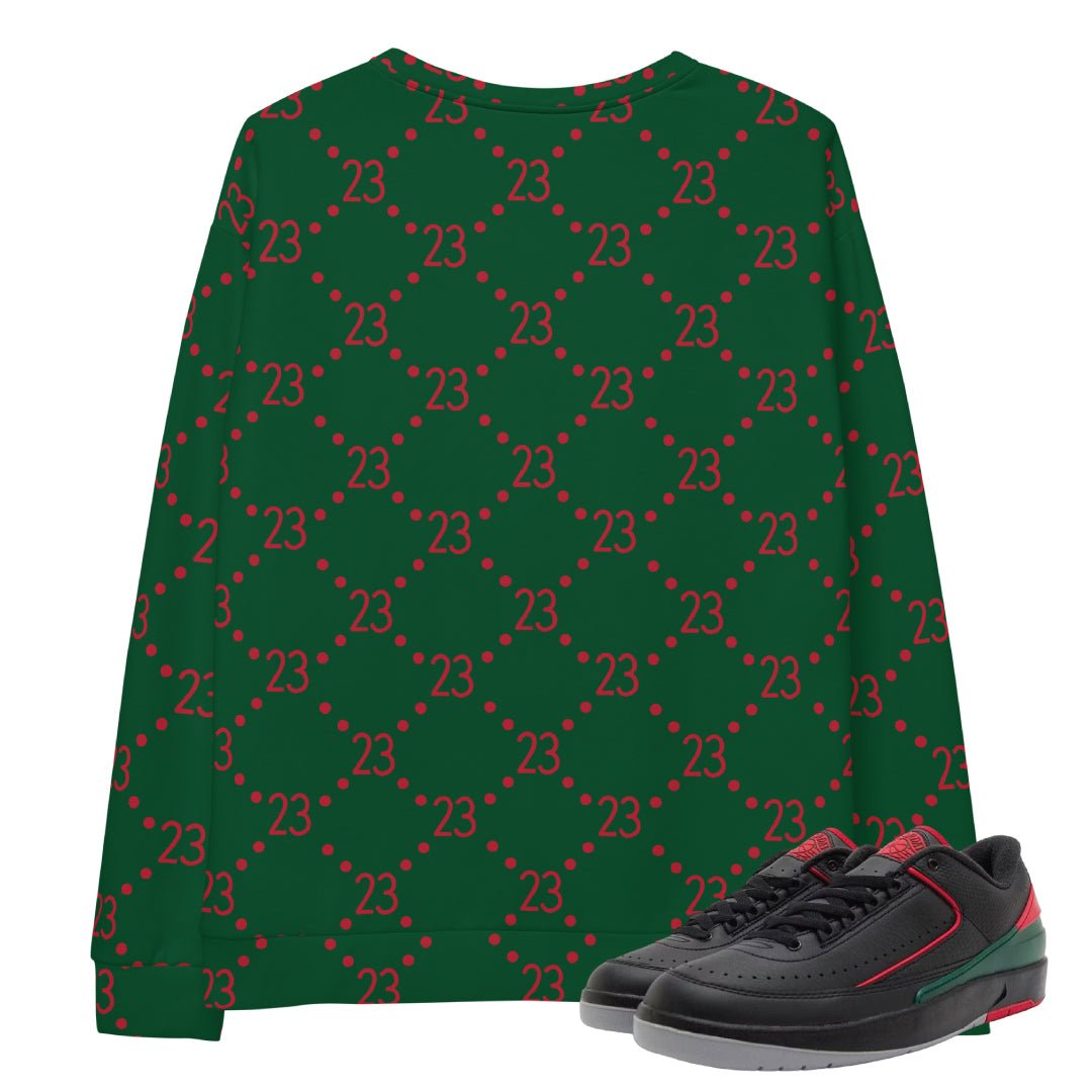 Retro 2 Low Gucci Print Sweatshirt - Sneaker Tees to match Air Jordan Sneakers