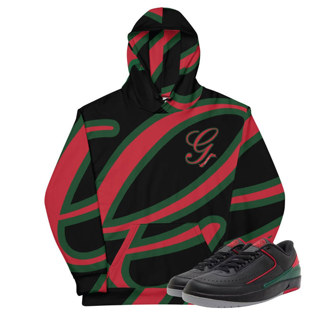 Retro 2 Low Gucci Ribbon Hoodie - Sneaker Tees to match Air Jordan Sneakers