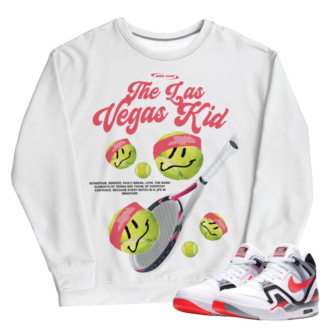 Air Tech Challenge 2 "Hot Lava" Vegas Kid Sweatshirt - Sneaker Tees to match Air Jordan Sneakers