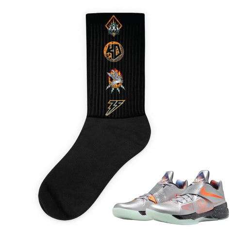 KD 4 Galaxy "KD Logos" Socks - Sneaker Tees to match Air Jordan Sneakers