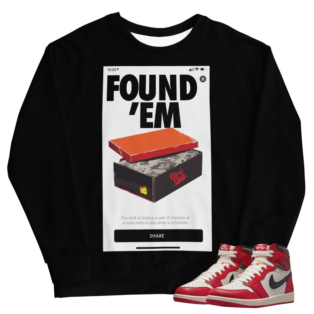 Retro 1 "Lost & Found" Sweatshirt - Sneaker Tees to match Air Jordan Sneakers