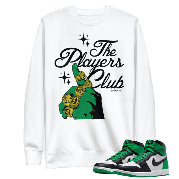 Retro 1 Lucky Green Players Club Sweatshirt - Sneaker Tees to match Air Jordan Sneakers