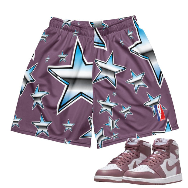 Retro 1 OG "Mauve" All Starr Mesh Basketball Shorts - Sneaker Tees to match Air Jordan Sneakers