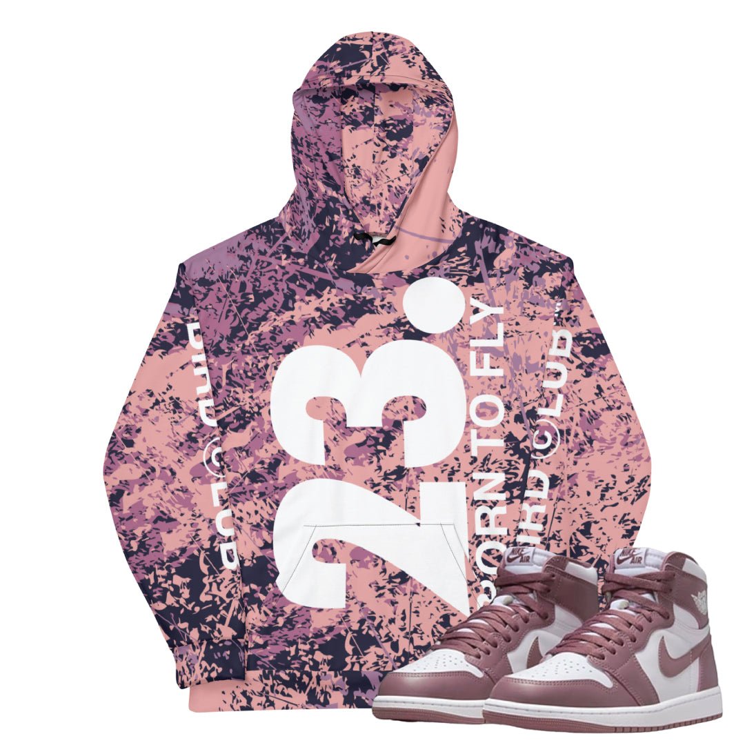 Retro 1 OG "Mauve" Splatter Hoodie - Sneaker Tees to match Air Jordan Sneakers