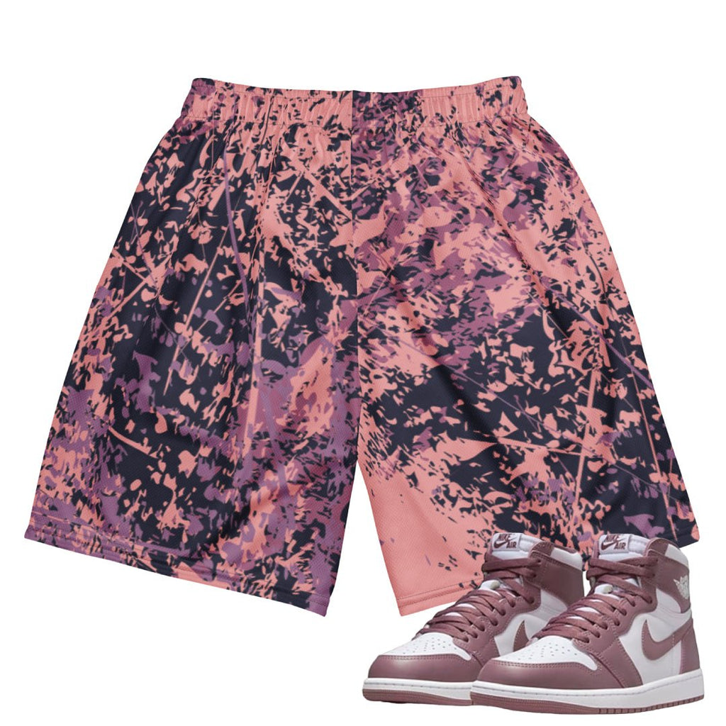 Retro 1 OG "Mauve" Splatter Mesh Basketball Shorts - Sneaker Tees to match Air Jordan Sneakers