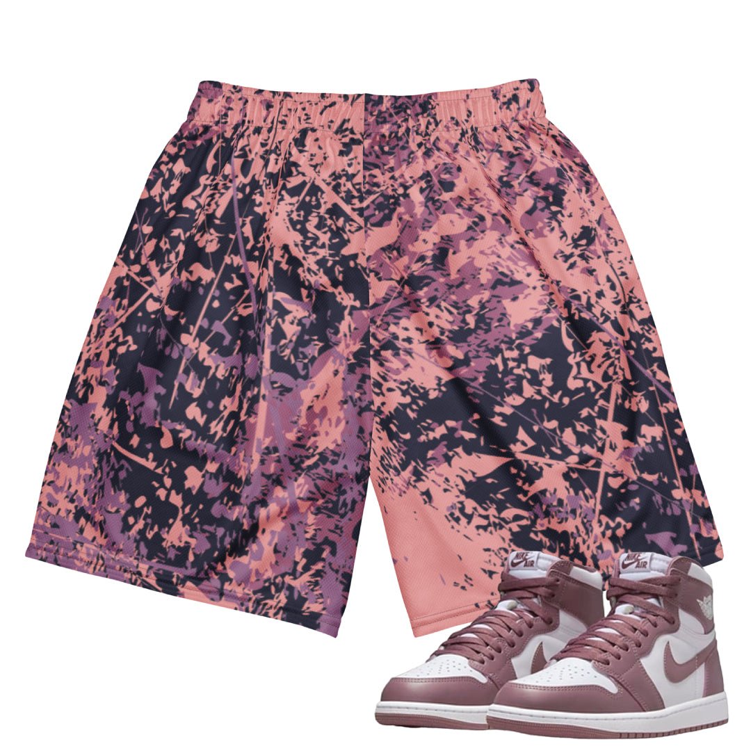 Retro 1 OG "Mauve" Splatter Mesh Basketball Shorts - Sneaker Tees to match Air Jordan Sneakers