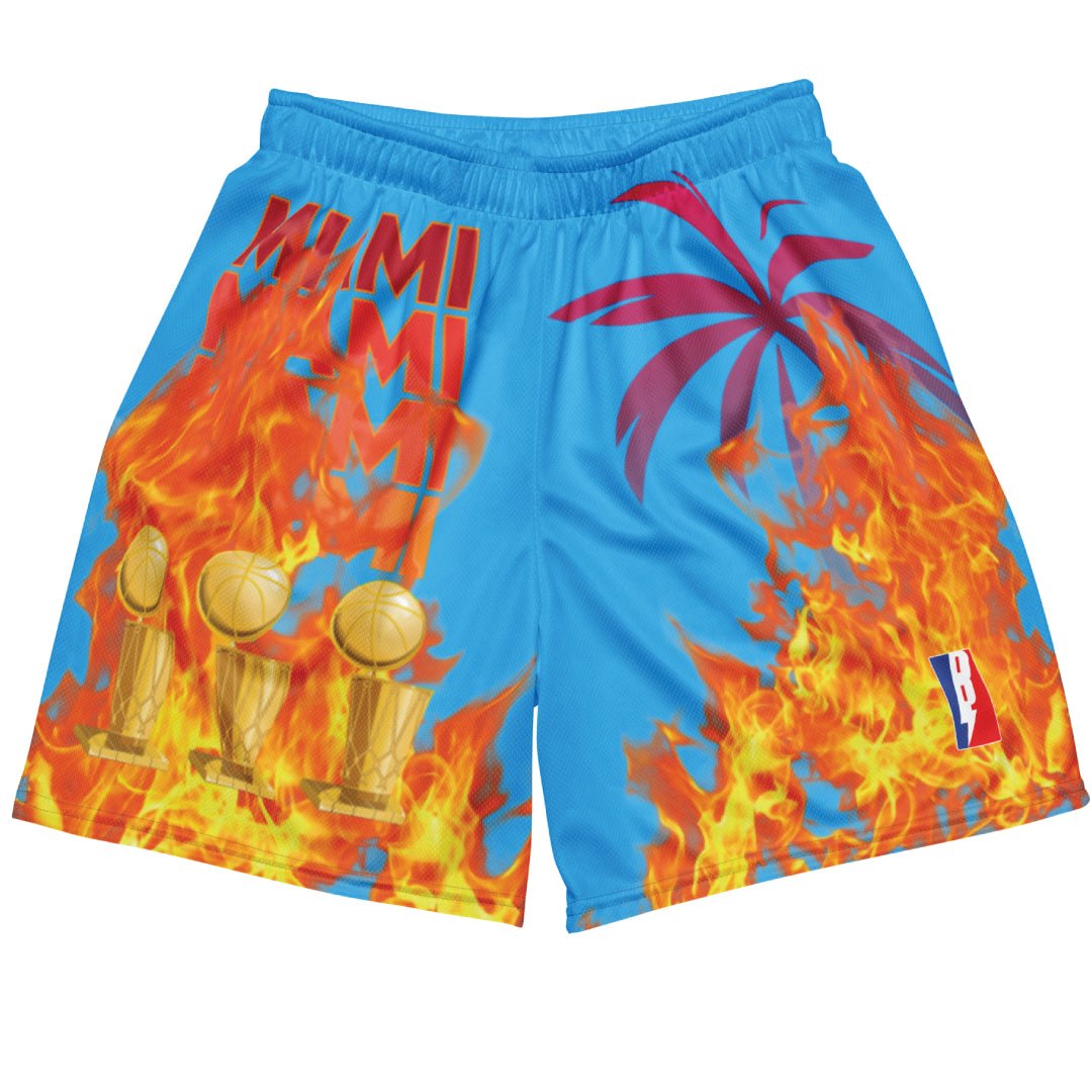 MIAMI FLAMES HEAT MESH SHORTS - Sneaker Tees to match Air Jordan Sneakers