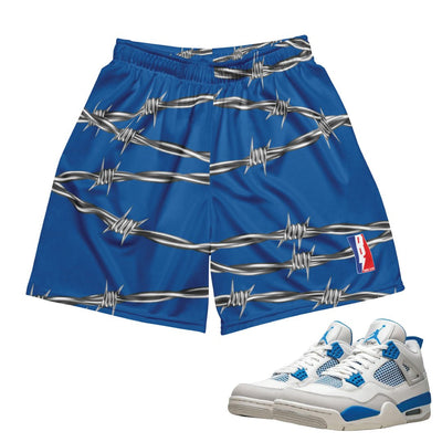 Retro 4 Military Blue Barbed Wire Shorts - Sneaker Tees to match Air Jordan Sneakers