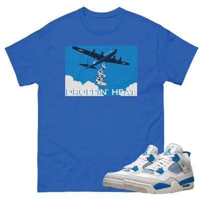Retro 4 Military Blue "Droppin' Heat" Shirt - Sneaker Tees to match Air Jordan Sneakers