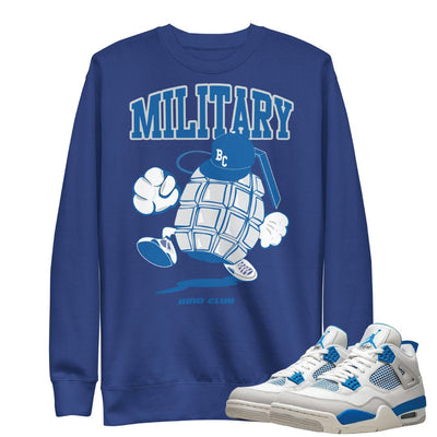 Retro 4 Military Blue Grenade Sweater - Sneaker Tees to match Air Jordan Sneakers