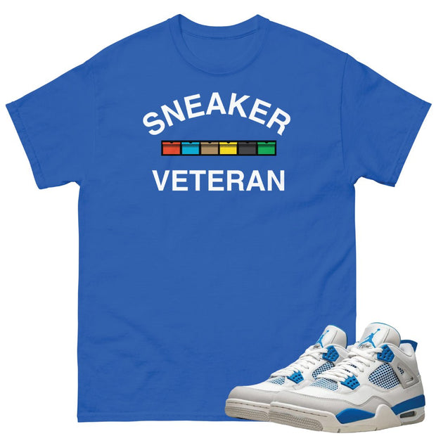 Retro 4 Military Blue "Sneaker Veteran" Shirt - Sneaker Tees to match Air Jordan Sneakers
