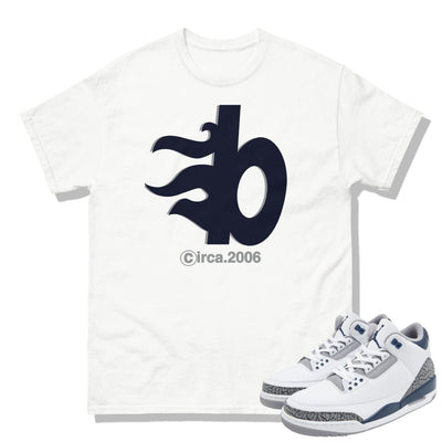 Retro 3 Midnight Navy Cement Big B Shirt - Sneaker Tees to match Air Jordan Sneakers