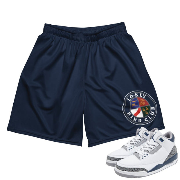 Retro 3 Midnight Navy Lo Key Mesh Shorts - Sneaker Tees to match Air Jordan Sneakers