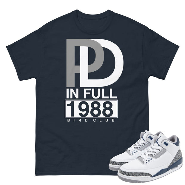Retro 3 Midnight Navy PD In Full Shirt - Sneaker Tees to match Air Jordan Sneakers