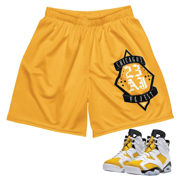 Retro 6 Yellow Ochre AJ 23 Shorts - Sneaker Tees to match Air Jordan Sneakers
