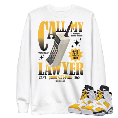Retro 6 Yellow Ochre Lawyer Sweatshirt - Sneaker Tees to match Air Jordan Sneakers