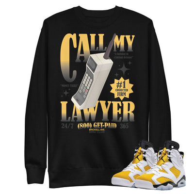 Retro 6 Yellow Ochre Lawyer Sweatshirt - Sneaker Tees to match Air Jordan Sneakers