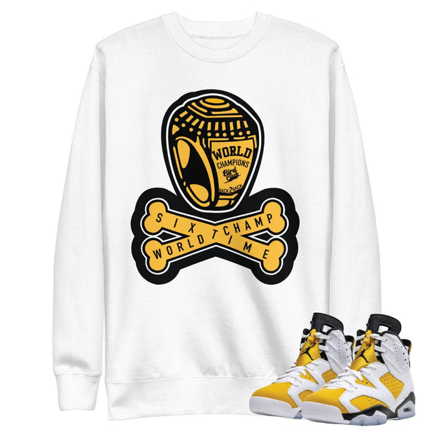 Retro 6 Yellow Ochre Crossbones Sweatshirt - Sneaker Tees to match Air Jordan Sneakers