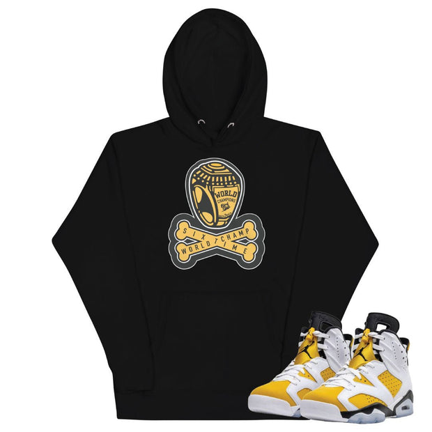 Retro 6 Yellow Ochre Crossbones Hoodie - Sneaker Tees to match Air Jordan Sneakers