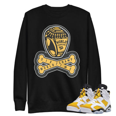 Retro 6 Yellow Ochre Crossbones Sweatshirt - Sneaker Tees to match Air Jordan Sneakers