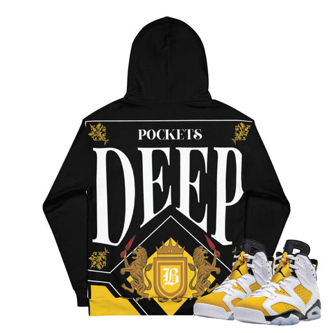 Retro 6 Yellow Ochre "Deep Pockets" Hoodie - Sneaker Tees to match Air Jordan Sneakers