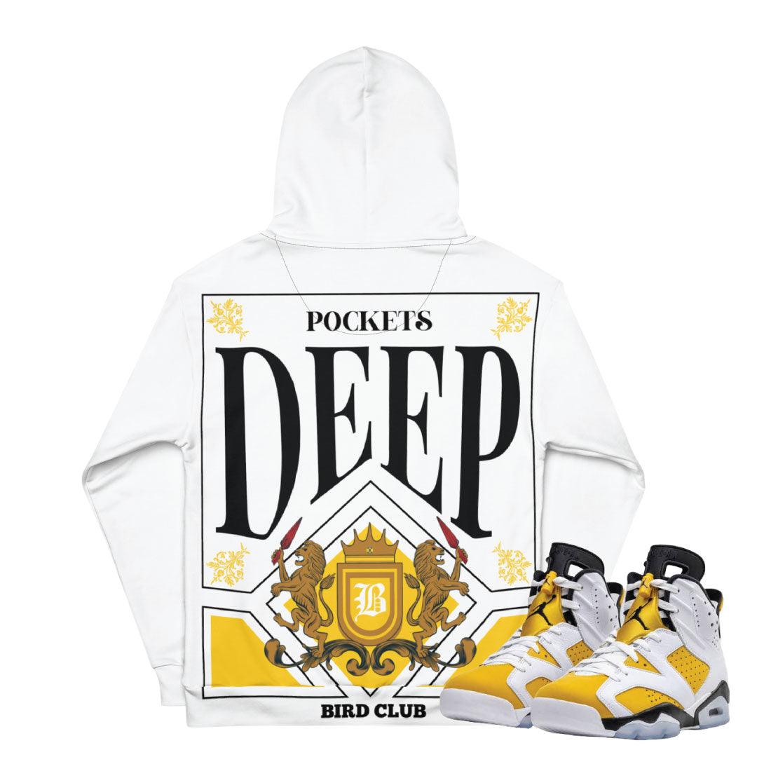 Retro 6 Yellow Ochre "Deep Pockets" Hoodie - Sneaker Tees to match Air Jordan Sneakers