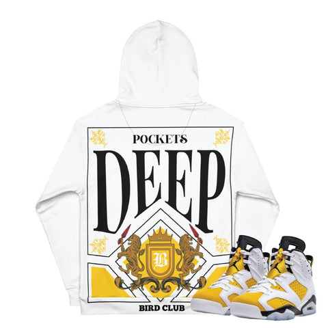 Retro 6 Yellow Ochre "Deep Pockets" Hoodie - Sneaker Tees to match Air Jordan Sneakers