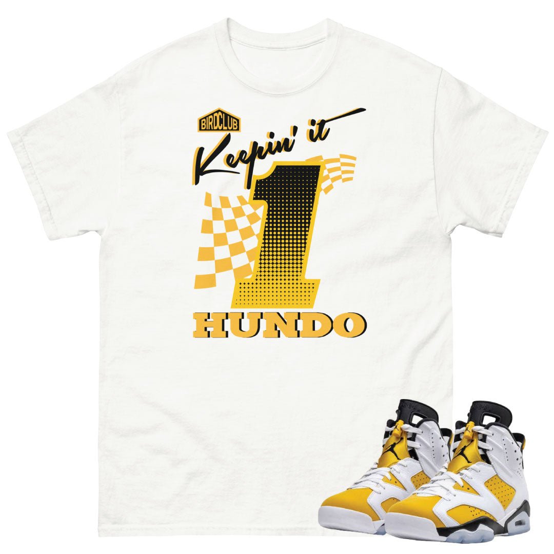 Retro 6 Yellow Ochre "Keep it 100" Shirt - Sneaker Tees to match Air Jordan Sneakers