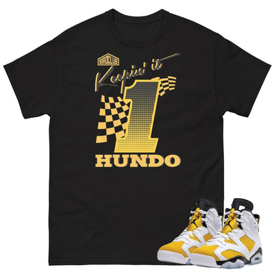 Retro 6 Yellow Ochre "Keep it 100" Shirt - Sneaker Tees to match Air Jordan Sneakers