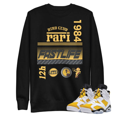 Retro 6 Yellow Ochre "Rari" Sweatshirt - Sneaker Tees to match Air Jordan Sneakers