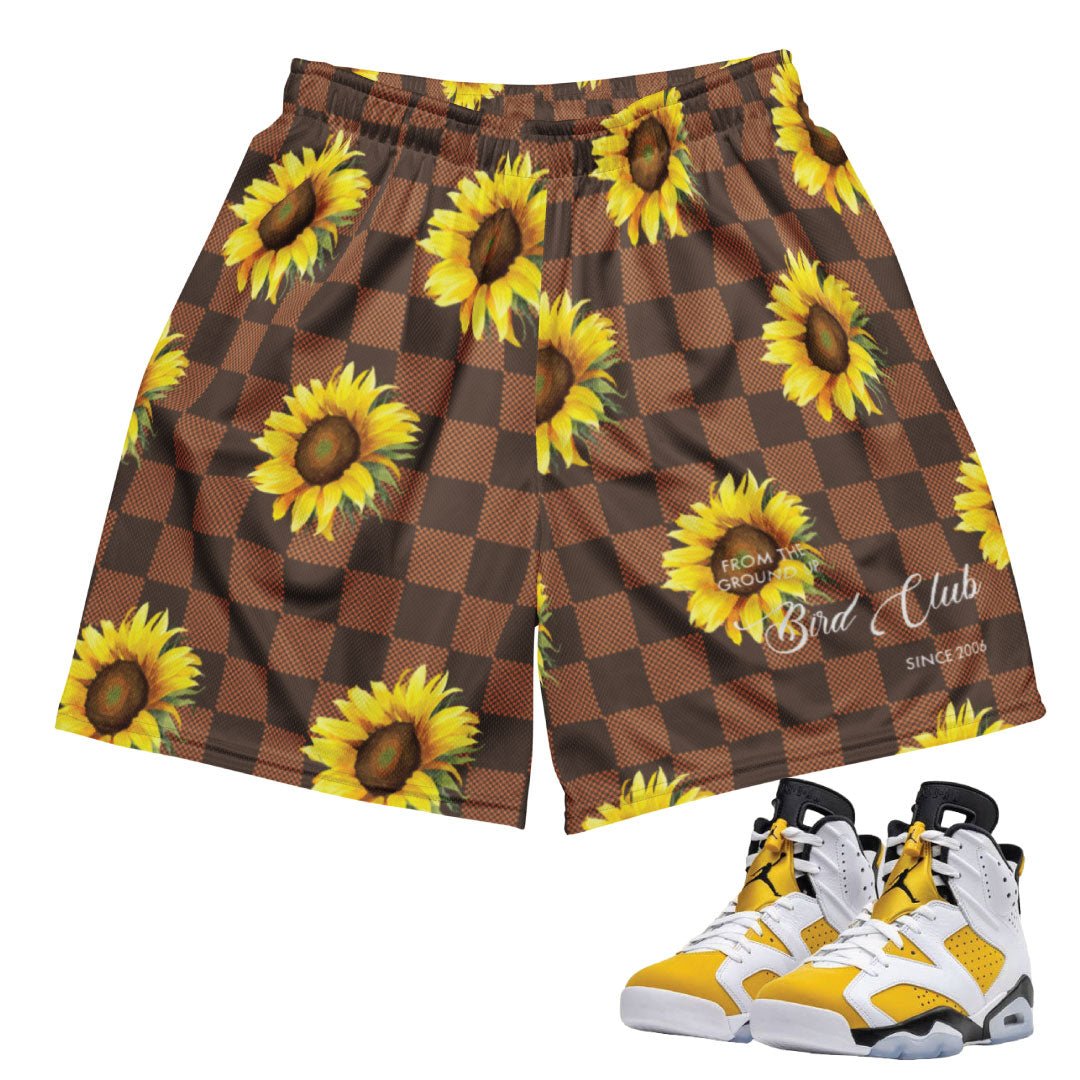 Retro 6 Yellow Ochre "sunflower" Shorts - Sneaker Tees to match Air Jordan Sneakers