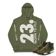 RETRO 4 CRAFT "MEDIUM OLIVE" 23 HOODIE - Sneaker Tees to match Air Jordan Sneakers