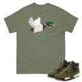 RETRO 4 CRAFT "MEDIUM OLIVE" DUCK SHIRT - Sneaker Tees to match Air Jordan Sneakers