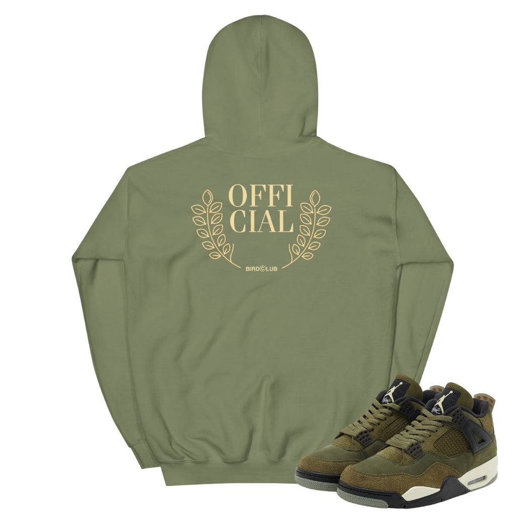 RETRO 4 CRAFT "MEDIUM OLIVE" OFFICIAL HOODIE - Sneaker Tees to match Air Jordan Sneakers