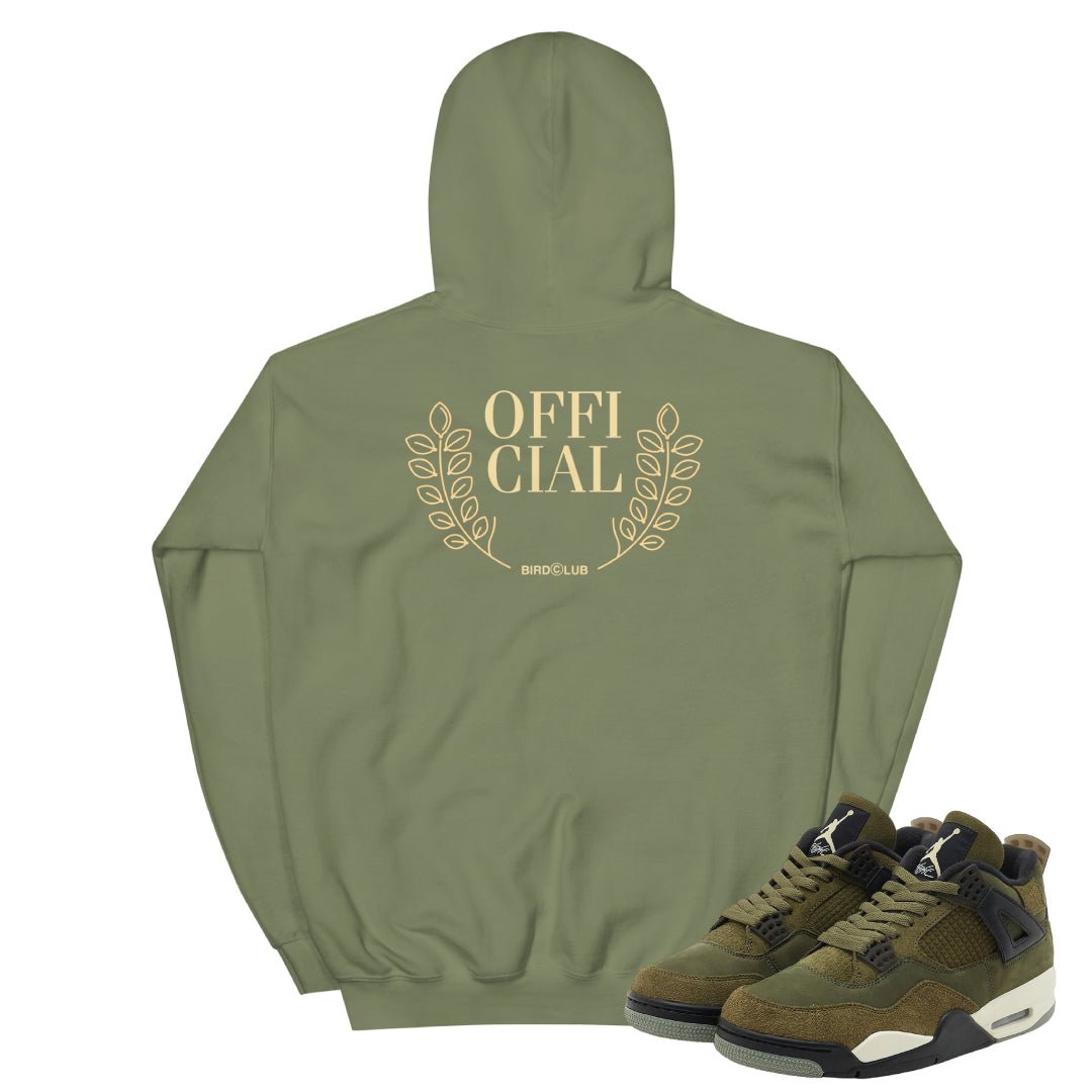 RETRO 4 CRAFT "MEDIUM OLIVE" OFFICIAL HOODIE - Sneaker Tees to match Air Jordan Sneakers
