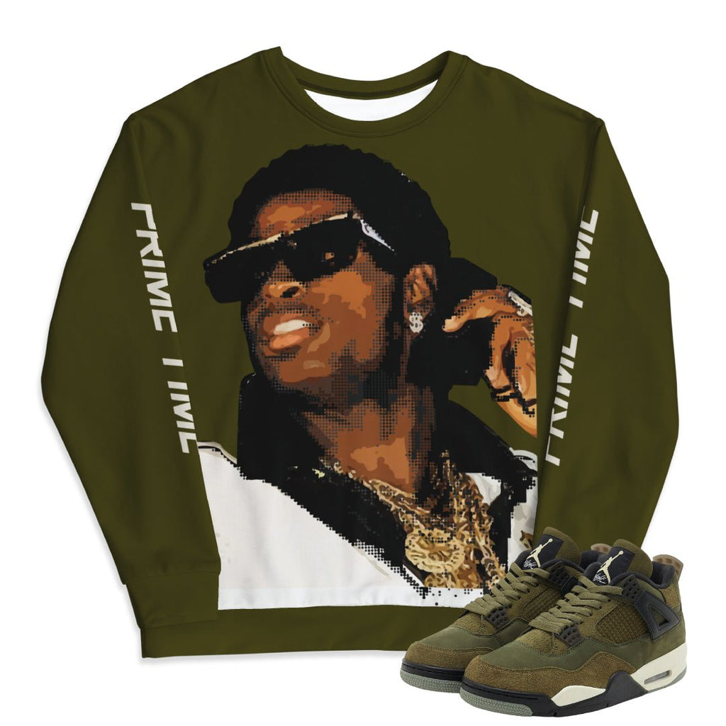 RETRO 4 CRAFT "MEDIUM OLIVE" PRIME SWEATSHIRT - Sneaker Tees to match Air Jordan Sneakers