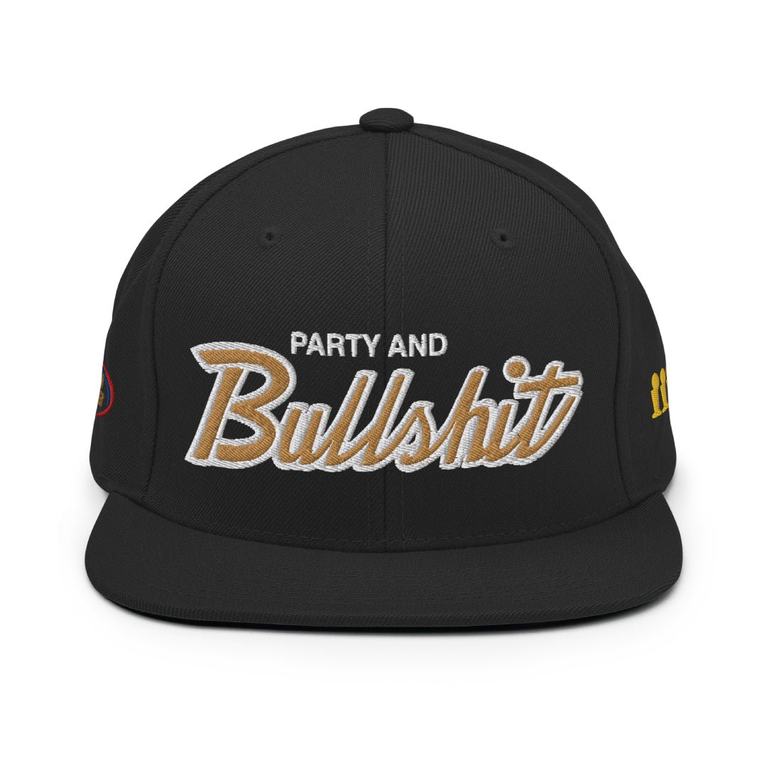 RETRO 4 OLIVE "PARTY & BULLSH*T" SNAPBACK HAT - Sneaker Tees to match Air Jordan Sneakers