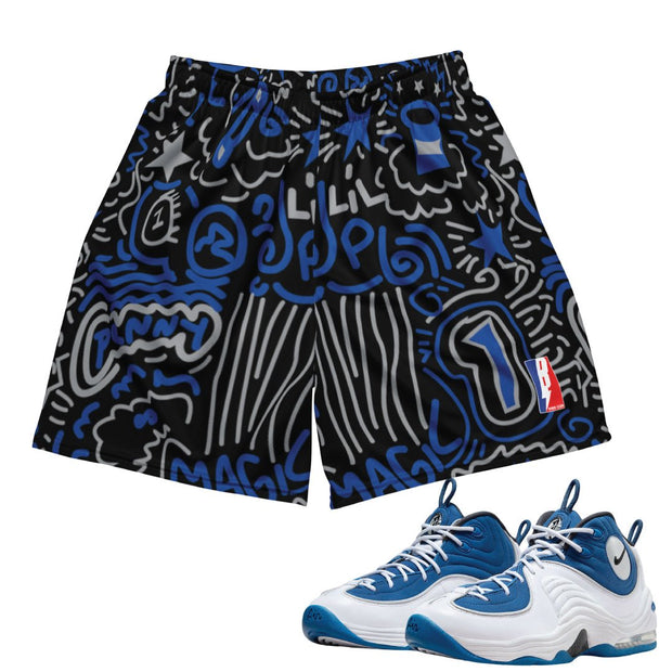 Air Penny 2 Atlantic Blue Pattern Mesh Shorts - Sneaker Tees to match Air Jordan Sneakers