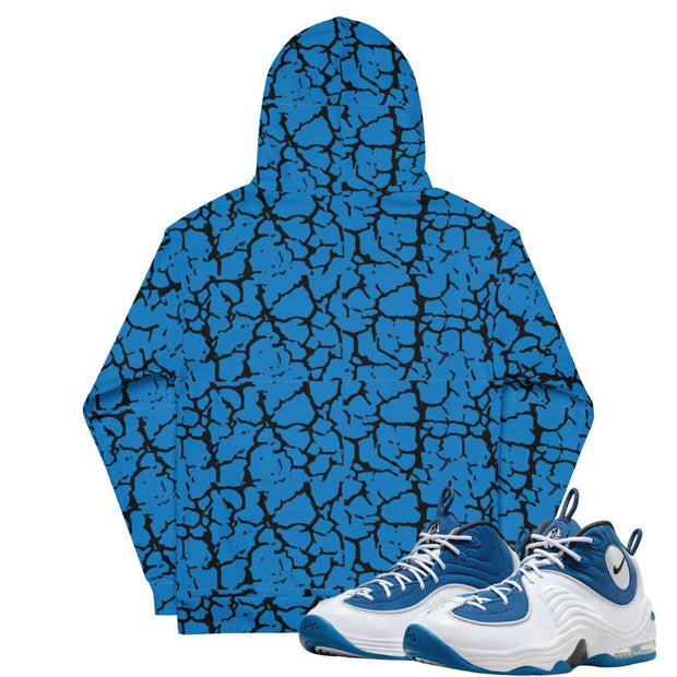 Air Penny 2 Atlantic Blue Mesh Crackle Hoodie - Sneaker Tees to match Air Jordan Sneakers