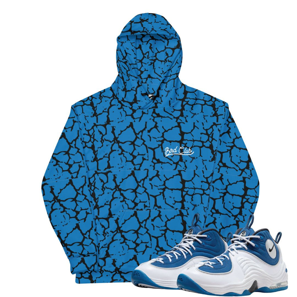 Air Penny 2 Atlantic Blue Mesh Crackle Hoodie - Sneaker Tees to match Air Jordan Sneakers
