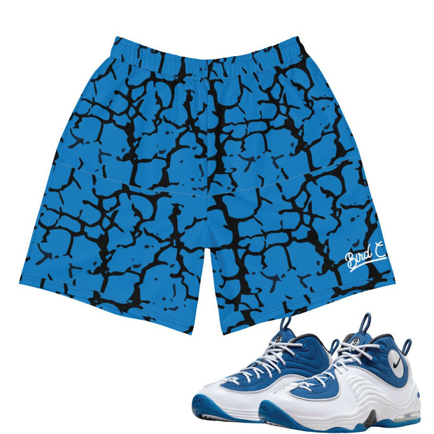 Air Penny 2 Atlantic Blue Mesh Crackle Shorts - Sneaker Tees to match Air Jordan Sneakers