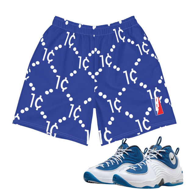 Air Penny 2 Atlantic Blue Mesh 1cent pattern Shorts - Sneaker Tees to match Air Jordan Sneakers