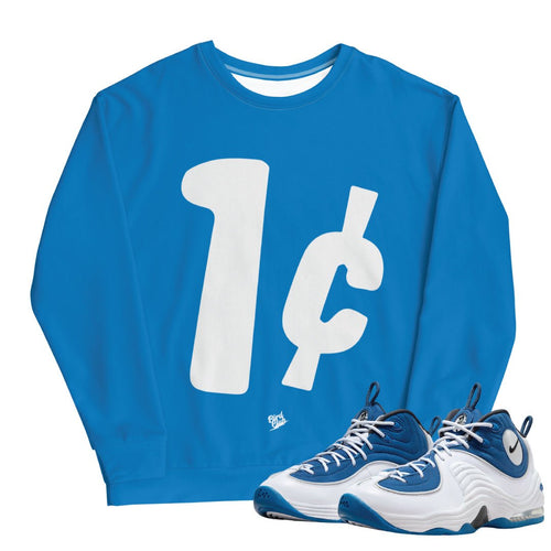 Air Penny 2 Atlantic Blue "1 Cent" Sweatshirt - Sneaker Tees to match Air Jordan Sneakers