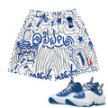 Air Penny 2 Atlantic Blue Pattern Mesh Shorts - Sneaker Tees to match Air Jordan Sneakers