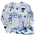 Penny 2 Atlantic Blue Pattern Sweatshirt - Sneaker Tees to match Air Jordan Sneakers