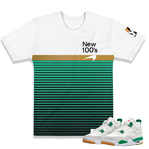 Retro 4 SB Pine Green "All The Smoke New 100's" Shirt - Sneaker Tees to match Air Jordan Sneakers