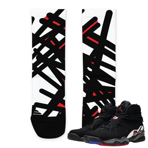 Retro 8 Playoff Pattern Socks - Sneaker Tees to match Air Jordan Sneakers